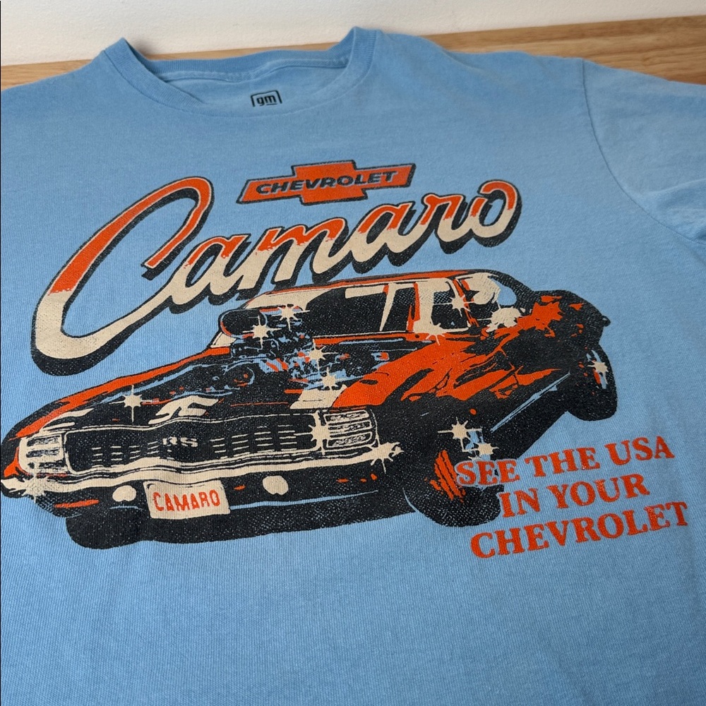 GM official Blue Chevrolet Camaro Graphic T-Shirt size M